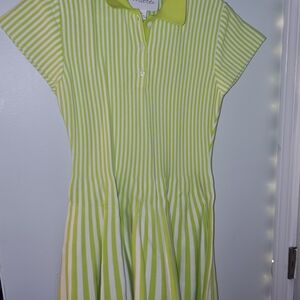 Green Striped Midi Dress